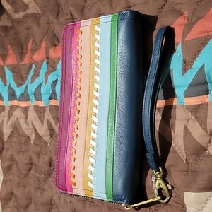 Ladies fossil wallet with wrist strap RFID wallet